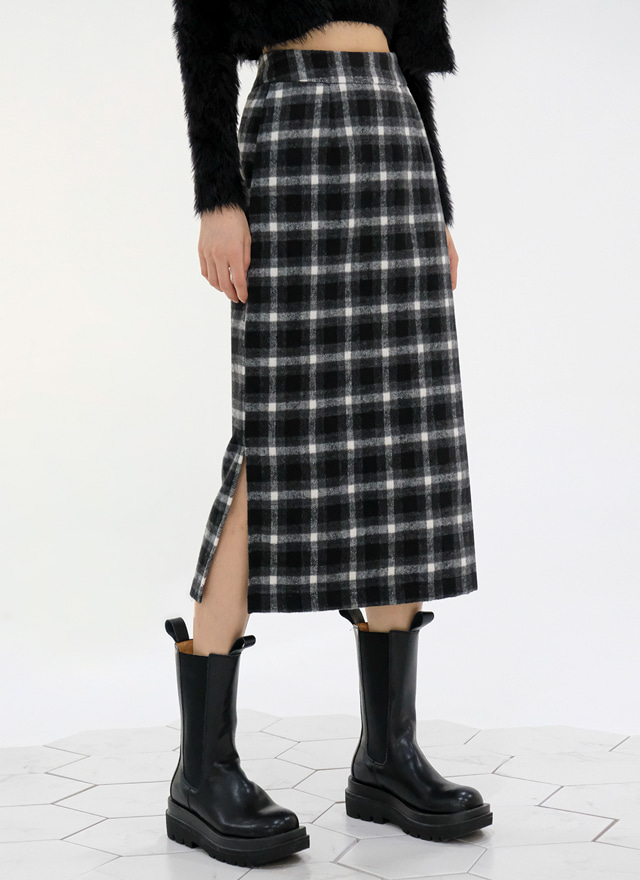 check long H-line slit skirt-BLACK