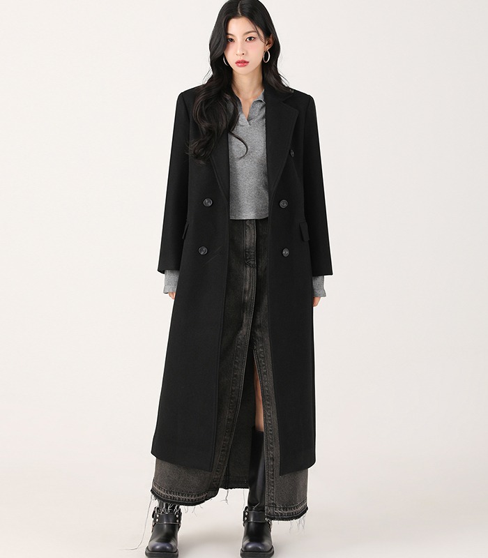 Anna Double Long Coat BLACK