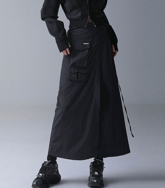 Laeken Pocket Wrap Skirt BLACK